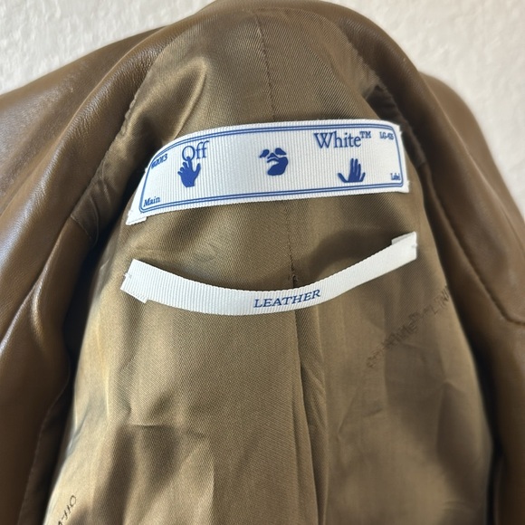 2013 100% Authentic OFF-WHITE Virgil Abloh Leather Blazer Jacket Military Green - Picture 14 of 16